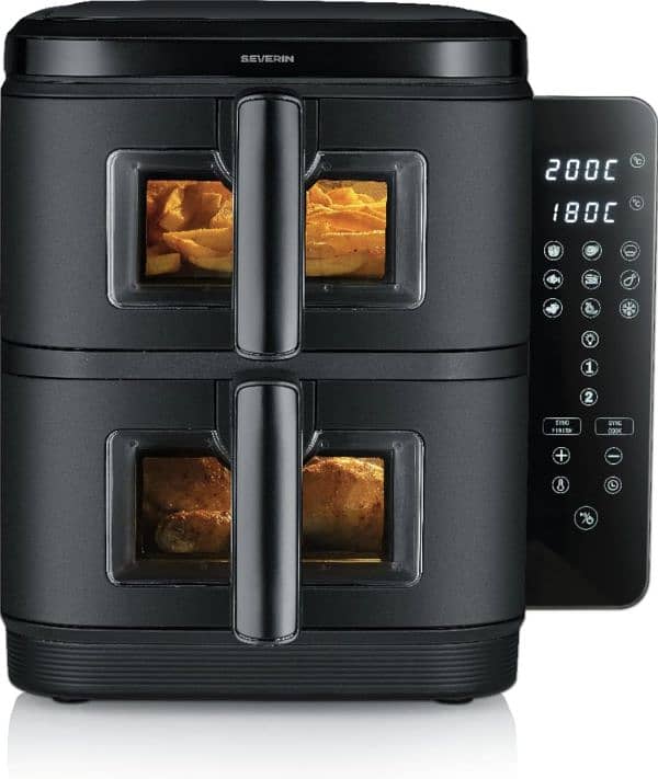 Severin Duo Stack Hot Air Fryer programmable+2 Baskets 5.5 littrs each 13