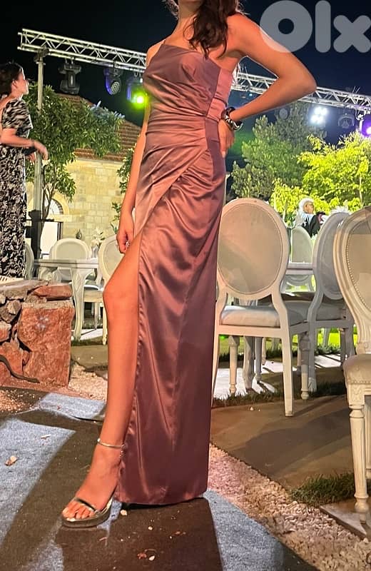 satin pink wedding guest dress 3
