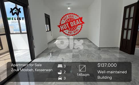 Apartment for sale in Zouk Mosbeh شقة للبيع في  زوق مصبح