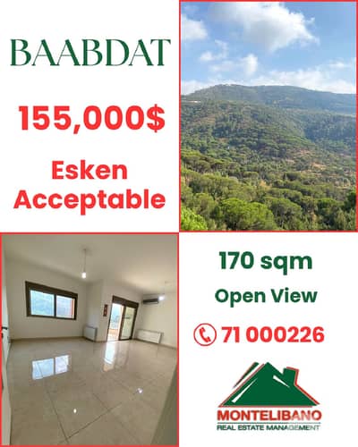 170sqm Apartment For Sale in Baabdat with Open View "Esken Acceptable"