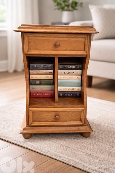 طاولة جانبية/طاولة ديكور من الخشب الصلب مع مساحة تخزين سعر نهائي 30$