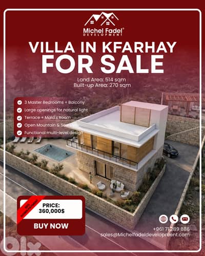 MF1006 - Villa for Sale in Kfarhay /فيلا للبيع في كفرحي