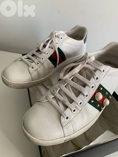 Gucci sneaker size 39 - Gucci Ace Studded Pearl