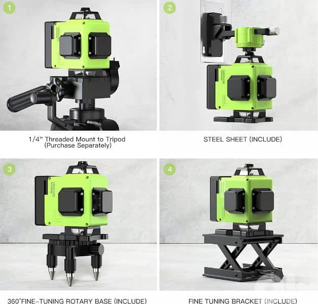 16 Lines Laser Level 360 Self Leveling4D  Cross Line+2batteries 4