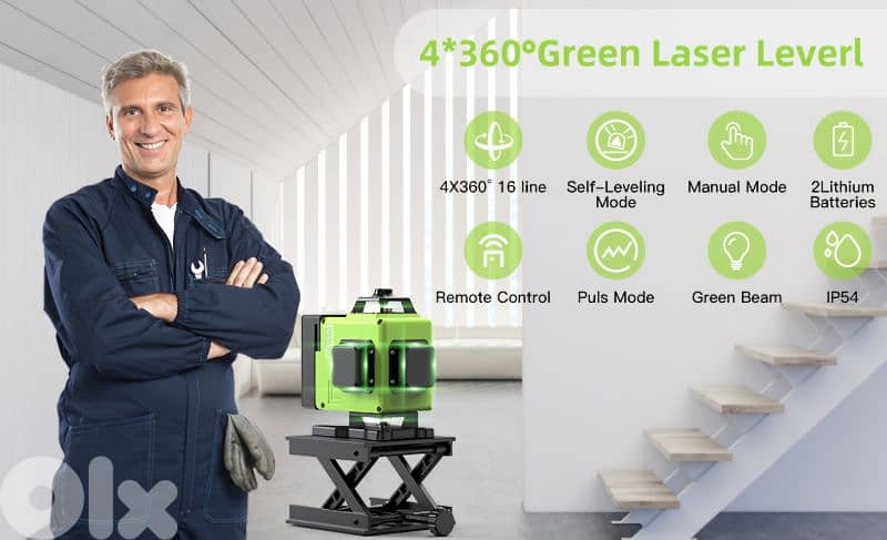 16 Lines Laser Level 360 Self Leveling4D  Cross Line+2batteries 5