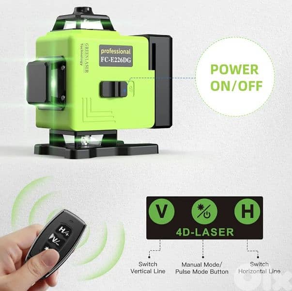 16 Lines Laser Level 360 Self Leveling4D  Cross Line+2batteries 10