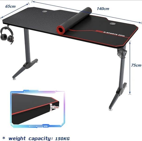 sogesfurniture T- Shape rectangular Gaming Desk Computer. 1