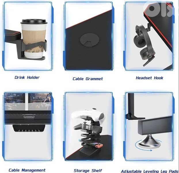 sogesfurniture T- Shape rectangular Gaming Desk Computer. 6