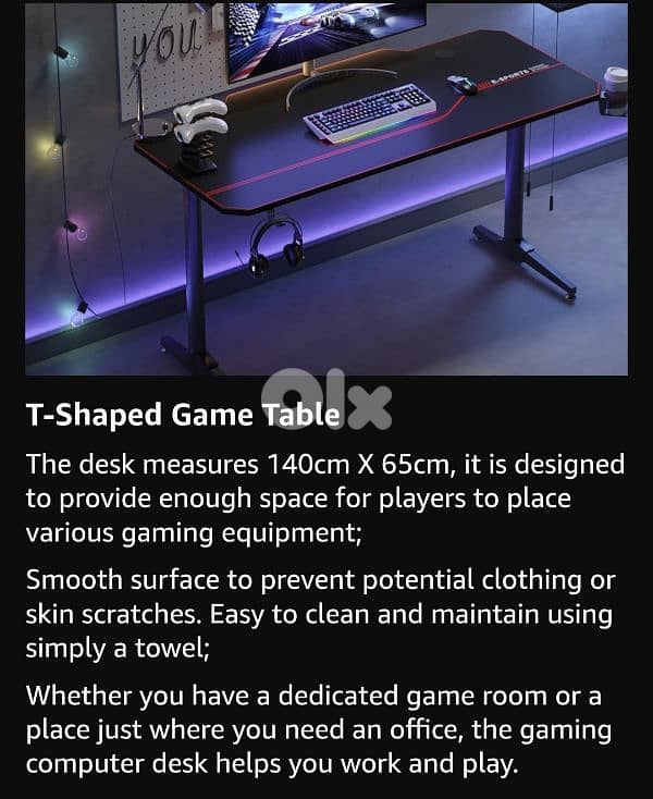 sogesfurniture T- Shape rectangular Gaming Desk Computer. 13