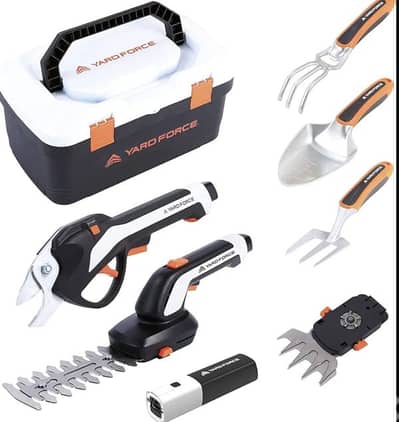 Grass shear & hedge trimmer blade + trowel,fork,battery&charger