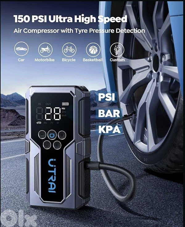 UTRAI Portable Car Jump Starter with Air Compressor, 15000 mAh. 3