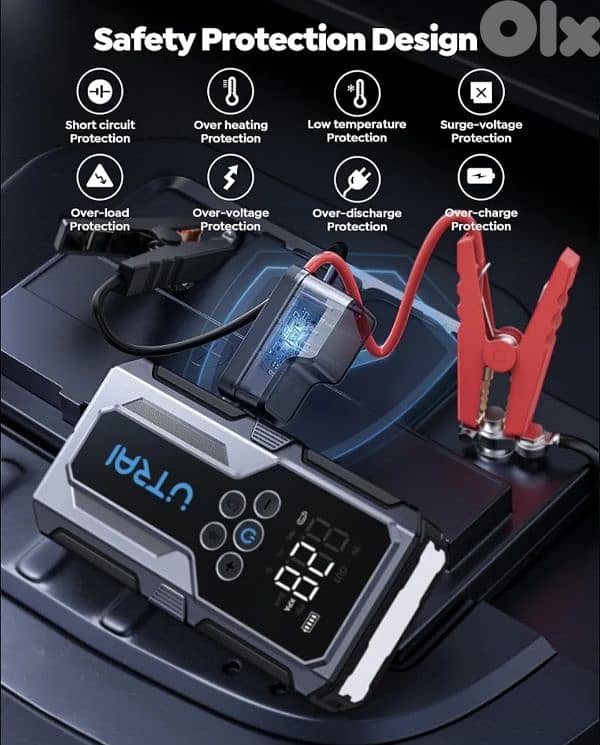 UTRAI Portable Car Jump Starter with Air Compressor, 15000 mAh. 7