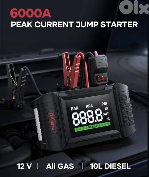 FLYLINKTECH Jump Starter Power Pack with 150PSI Air Compressor,6000 A 1