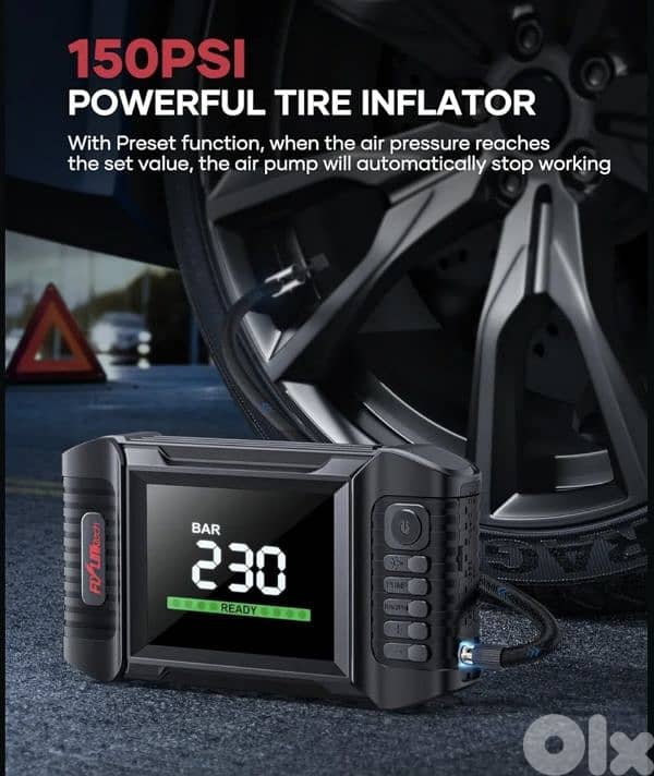 FLYLINKTECH Jump Starter Power Pack with 150PSI Air Compressor,6000 A 2