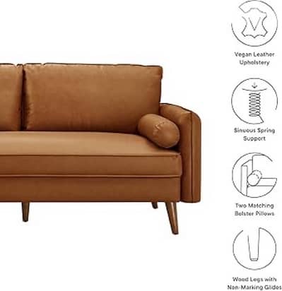 2 seats sofa leather brown