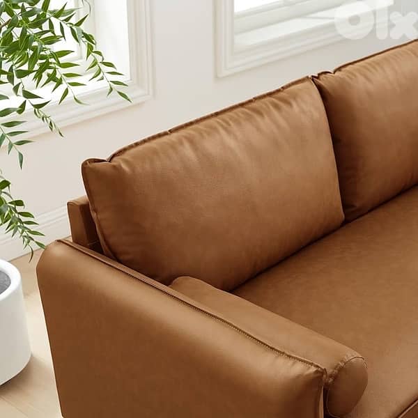 2 seats sofa leather brown 5