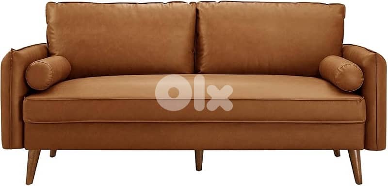 2 seats sofa leather brown 6
