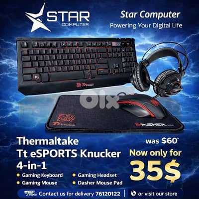 Thermaltake Tt eSPORTS Knucker 4-in-1  Membrane Keyboard & 2400 DPI