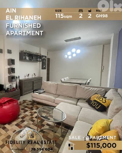 Apartment for sale in Ain El Rihaneh GH98 شقة  للبيع في عين الريحاني