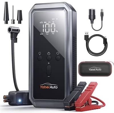 YaberAuto Starter 150PSI Compressor, 21800mAh, 5000A Power+ led light