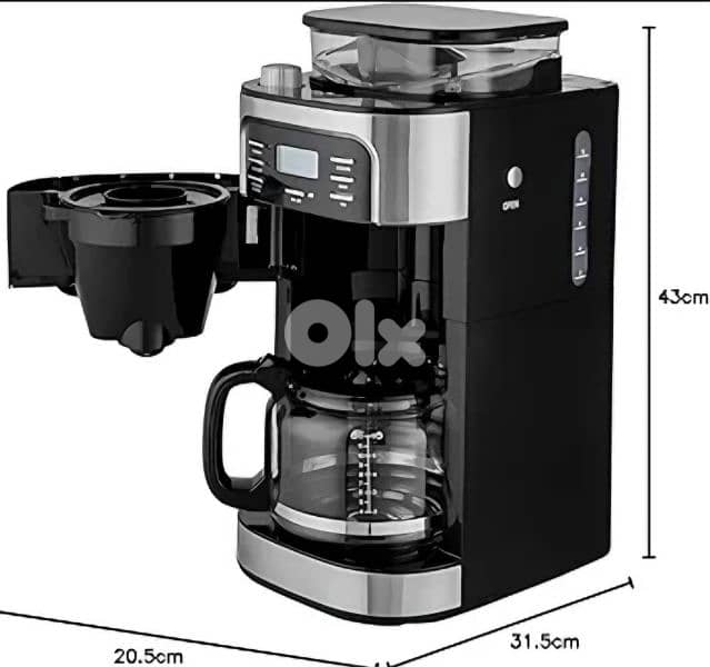 Severin, water tank 1.4 L, inox/black - Coffee maker with grinder 14