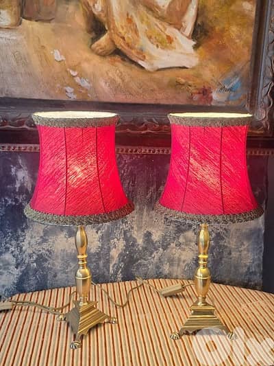 2 antique french brass lamps