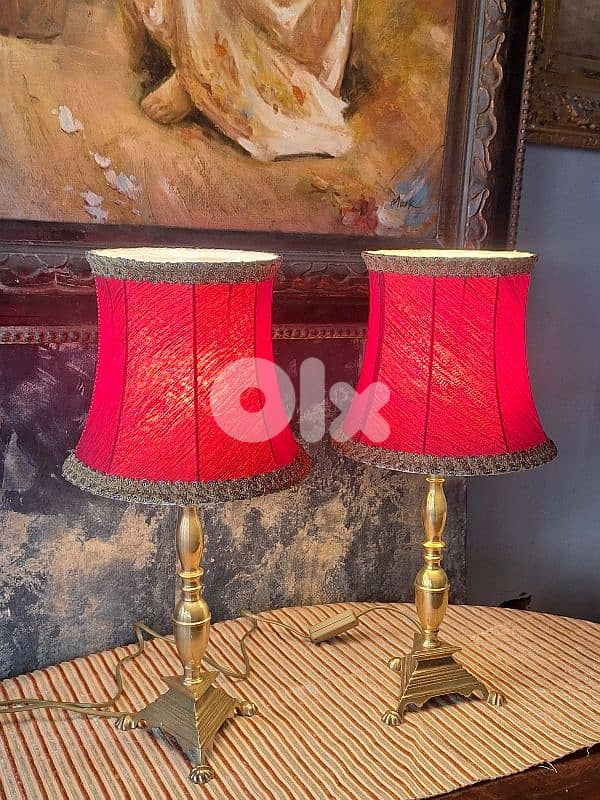 2 antique french brass lamps 1