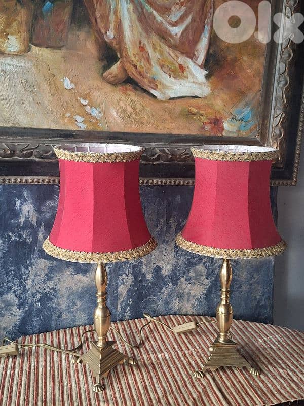 2 antique french brass lamps 3