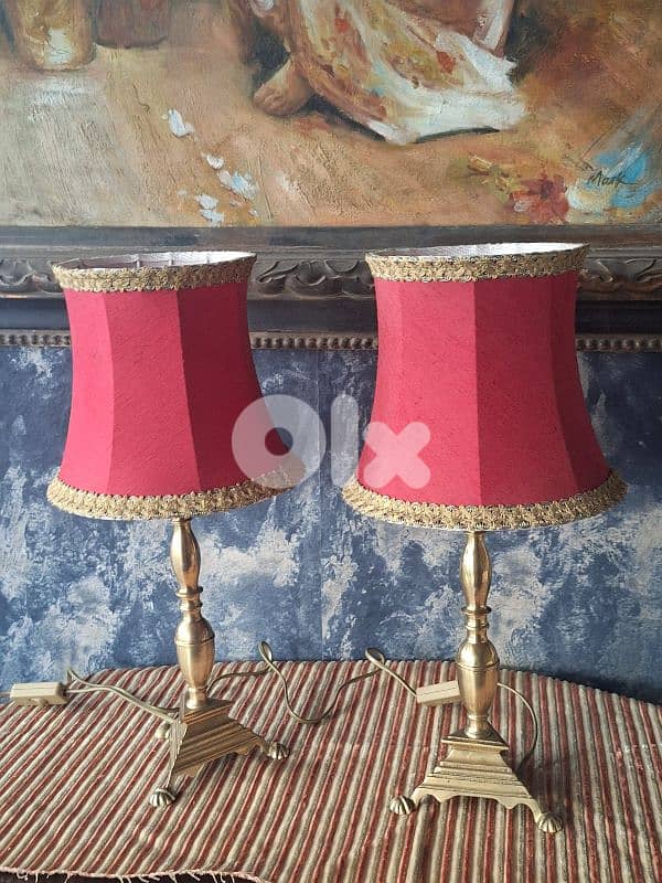 2 antique french brass lamps 4