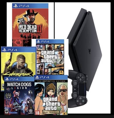 Used ps4 slim 1tb with games