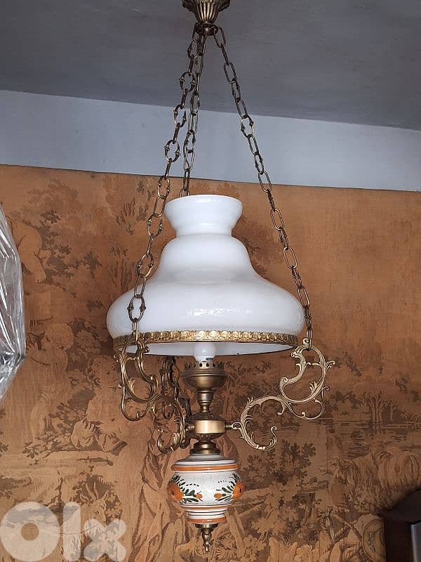 antique large opaline chandelier 1