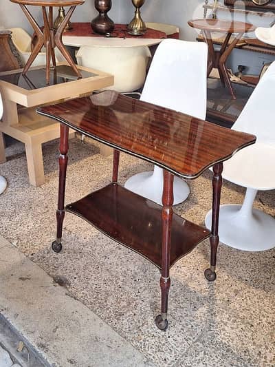 antique english wooden trolley