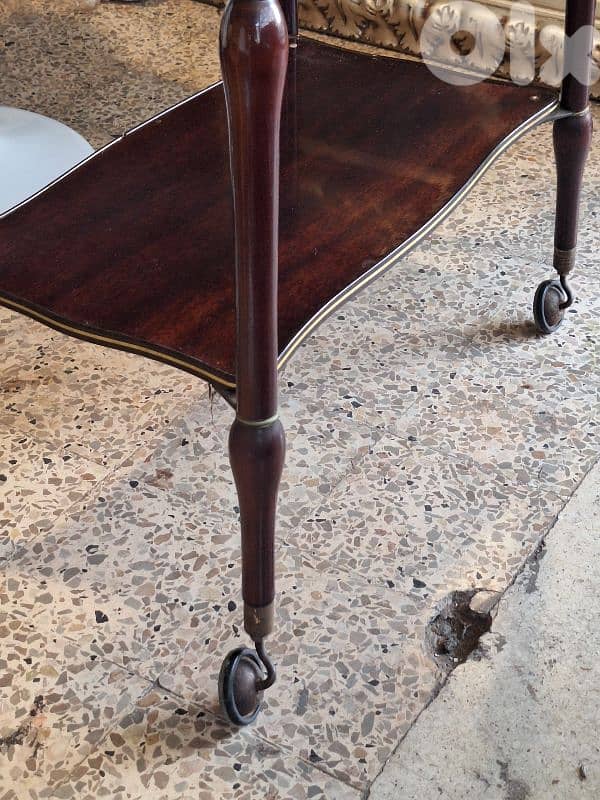 antique english wooden trolley 3