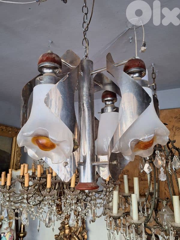 midcentury italian chrome chandelier 2