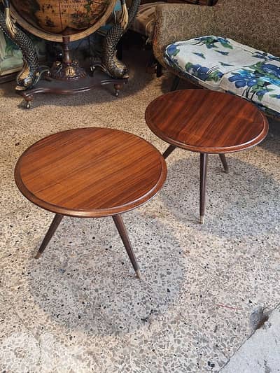 massif wood 2 vintage original tripod tables