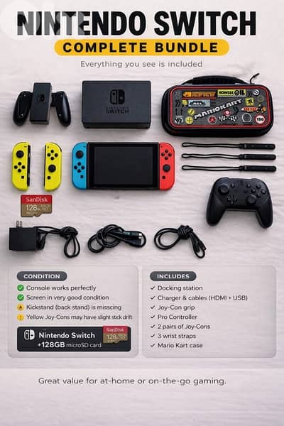 Nintendo Switch (1st gen) Bundle + Pro Controller + Case