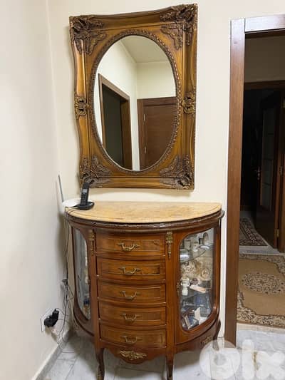 Antique / Vintage Console with Marble Top & Mirror