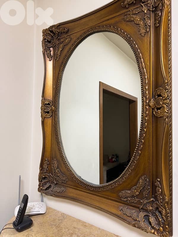 Antique / Vintage Console with Marble Top & Mirror 1
