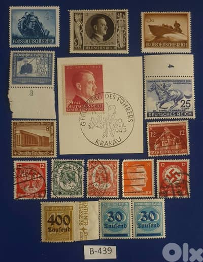 ،Germany Reich Nazi Hitler Lot# B-439 set of 16 stamps