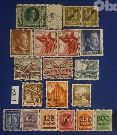 Germany Reich Nazi Hitler Lot# B-434 set of 19 stamps