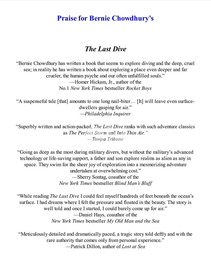 The Last Dive By Chowdhury Bernie (eBook) 1
