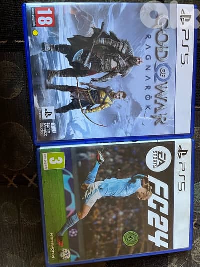 god of war ragnarok and fc 2024 for PS5