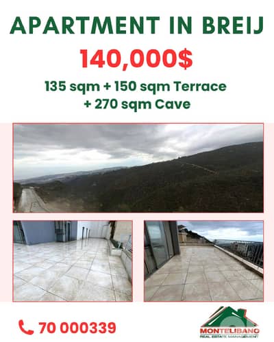 135 sqm Apartment For Sale in Breij with 150 sqm Terrace& 270 sqm Cave