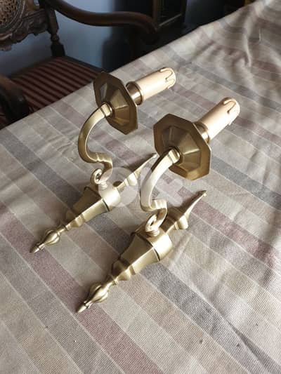 2 antique brass italian wall lamps