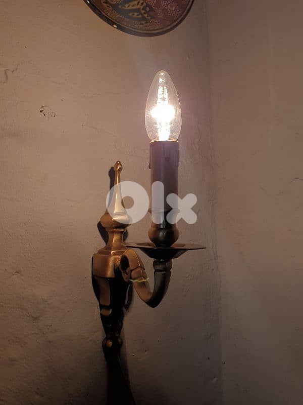 2 antique brass italian wall lamps 2