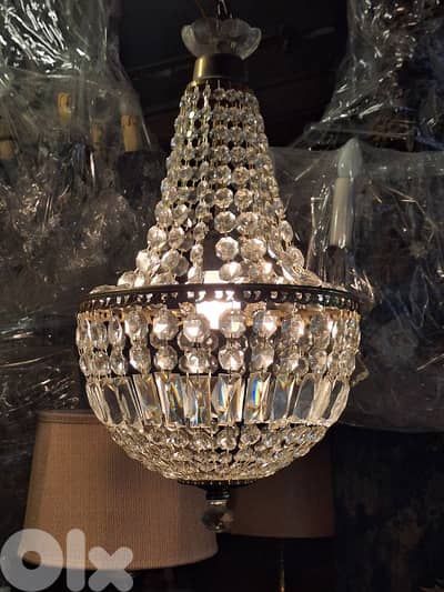 czech bronze and crystal chandelier