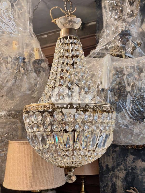 czech bronze and crystal chandelier 2
