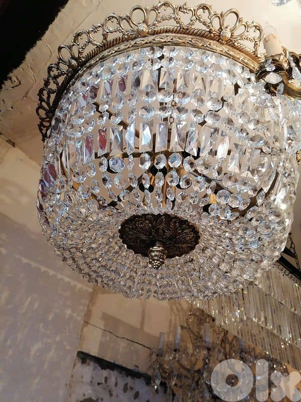 czech antique large crystal chandelier 2
