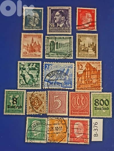 Germany Reich Nazi Hitler 17 stamps # B-376