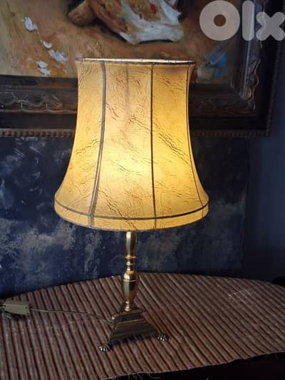 leather and brass french lamp